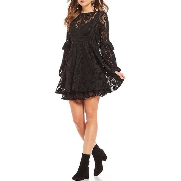 Free People Dresses & Skirts - Free People NWT Black Lace Ruby Mini Dress M